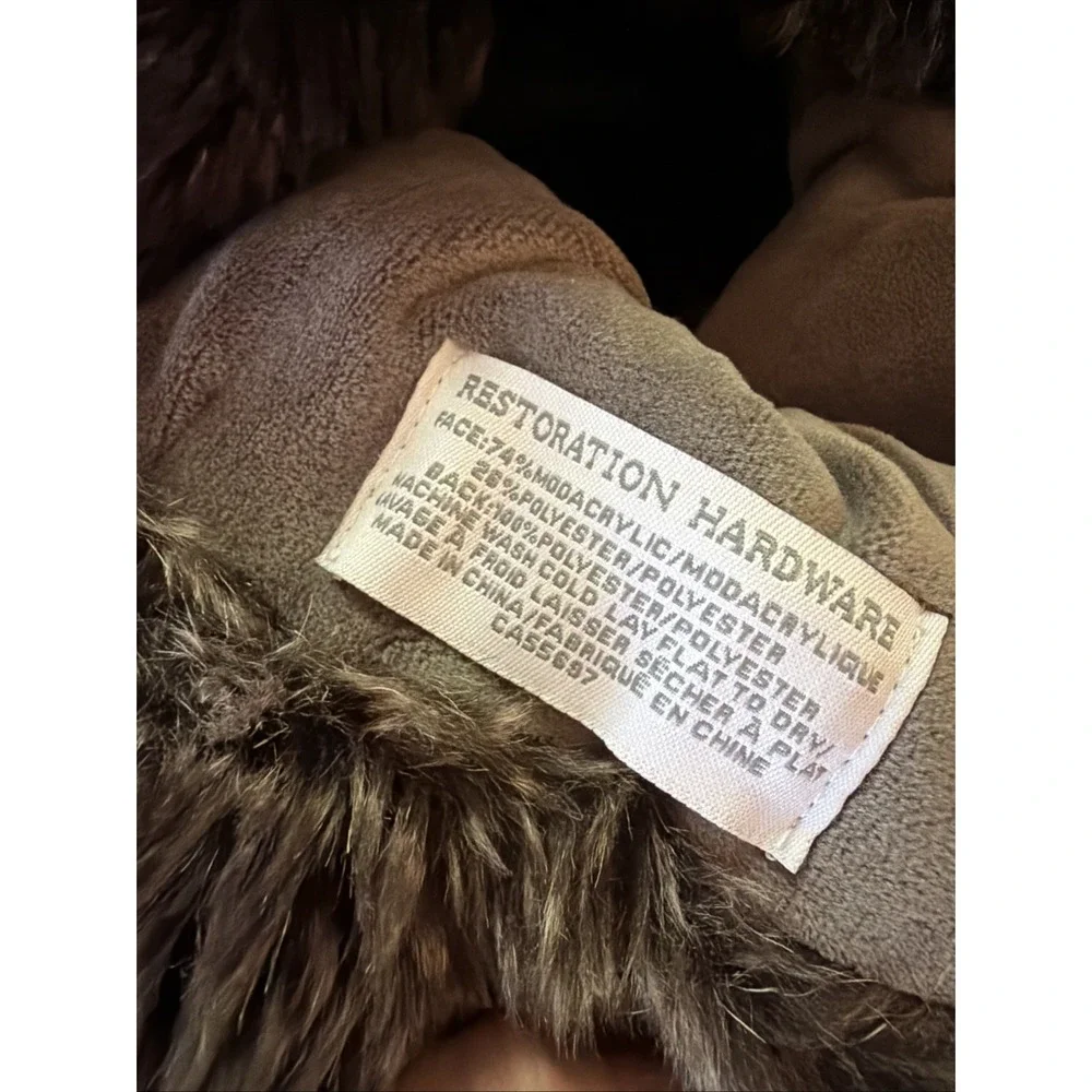 Restoration Hardware Faux Fur‎ Infinity Scarf Brown Luxe Warm Muffler